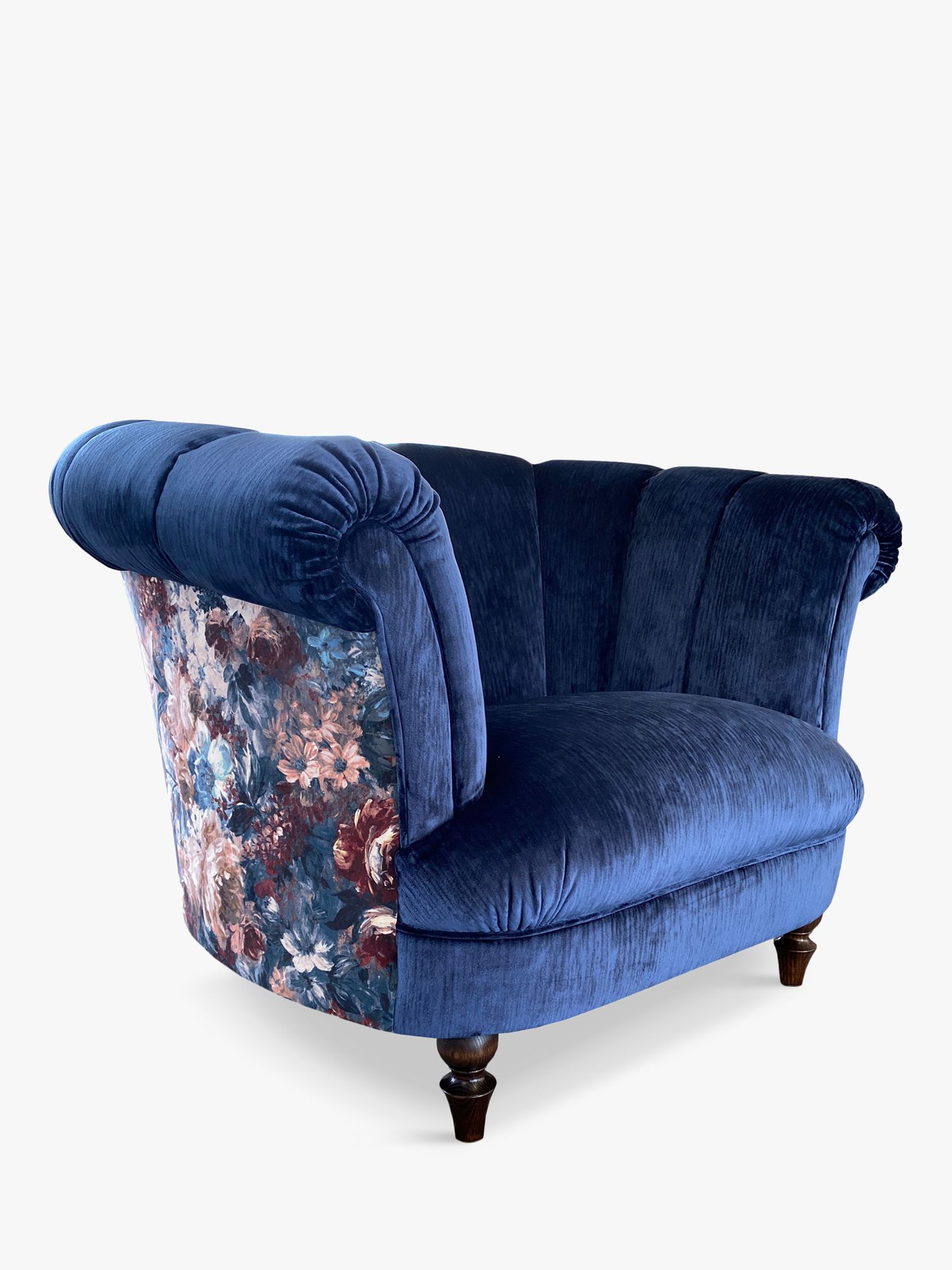 Carmen Range, Spink & Edgar by Tetrad Carmen Floral Back Armchair, Dark Leg, Lafayette Prussian Blue
