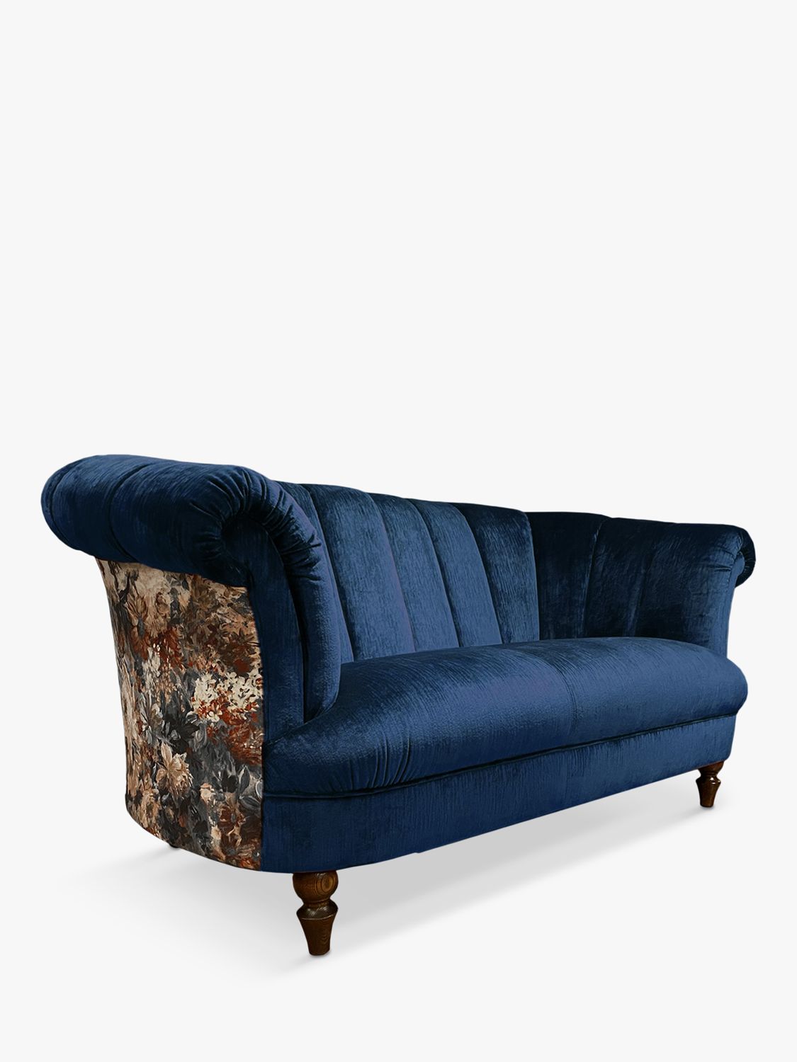 Carmen Range, Spink & Edgar by Tetrad Carmen Floral Back Medium 2 Seater Sofa, Dark Leg, Lafayette Prussian Blue
