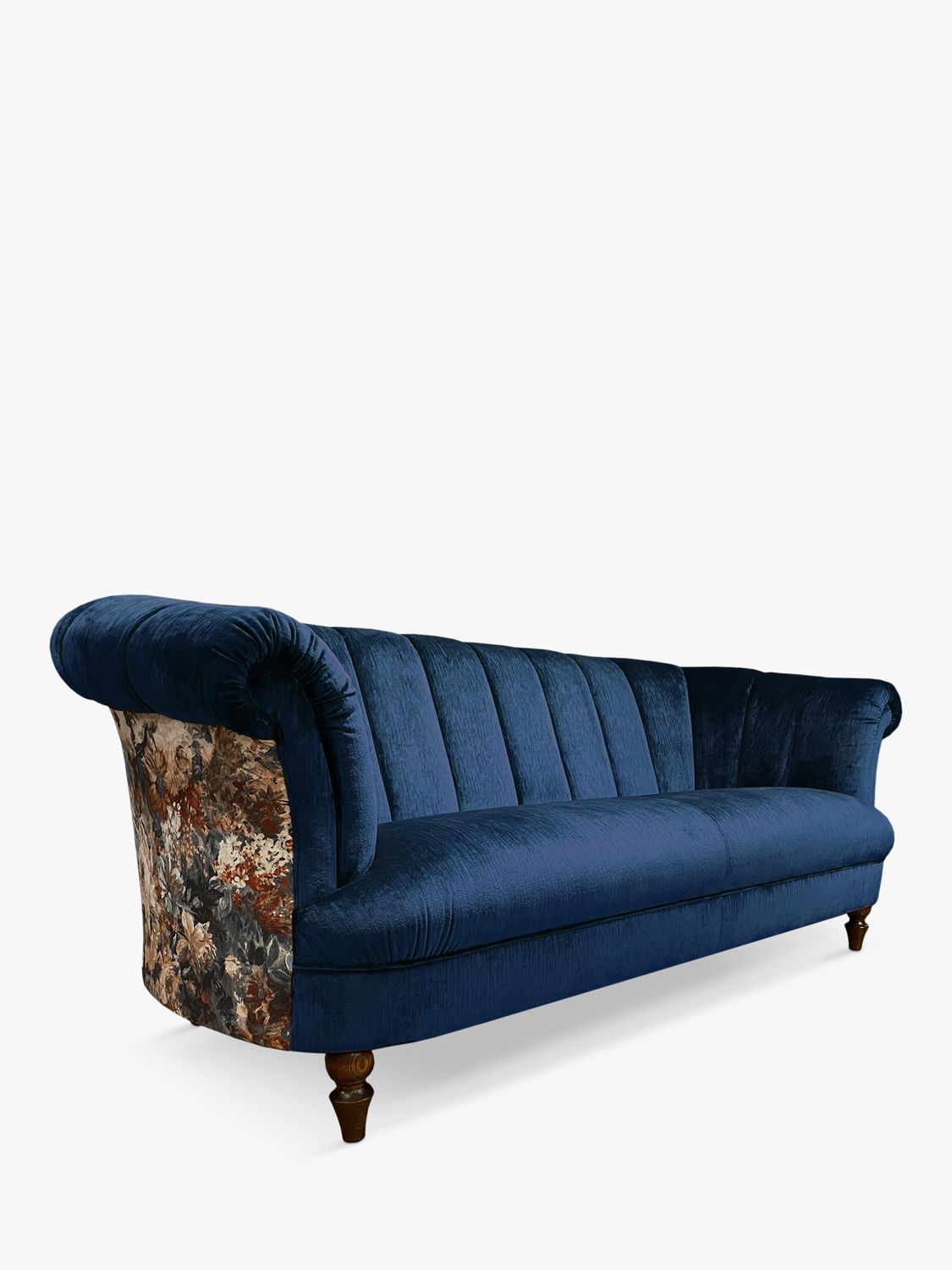 Carmen Range, Spink & Edgar by Tetrad Carmen Floral Back Grand 4 Seater Sofa, Dark Leg, Lafayette Prussian Blue