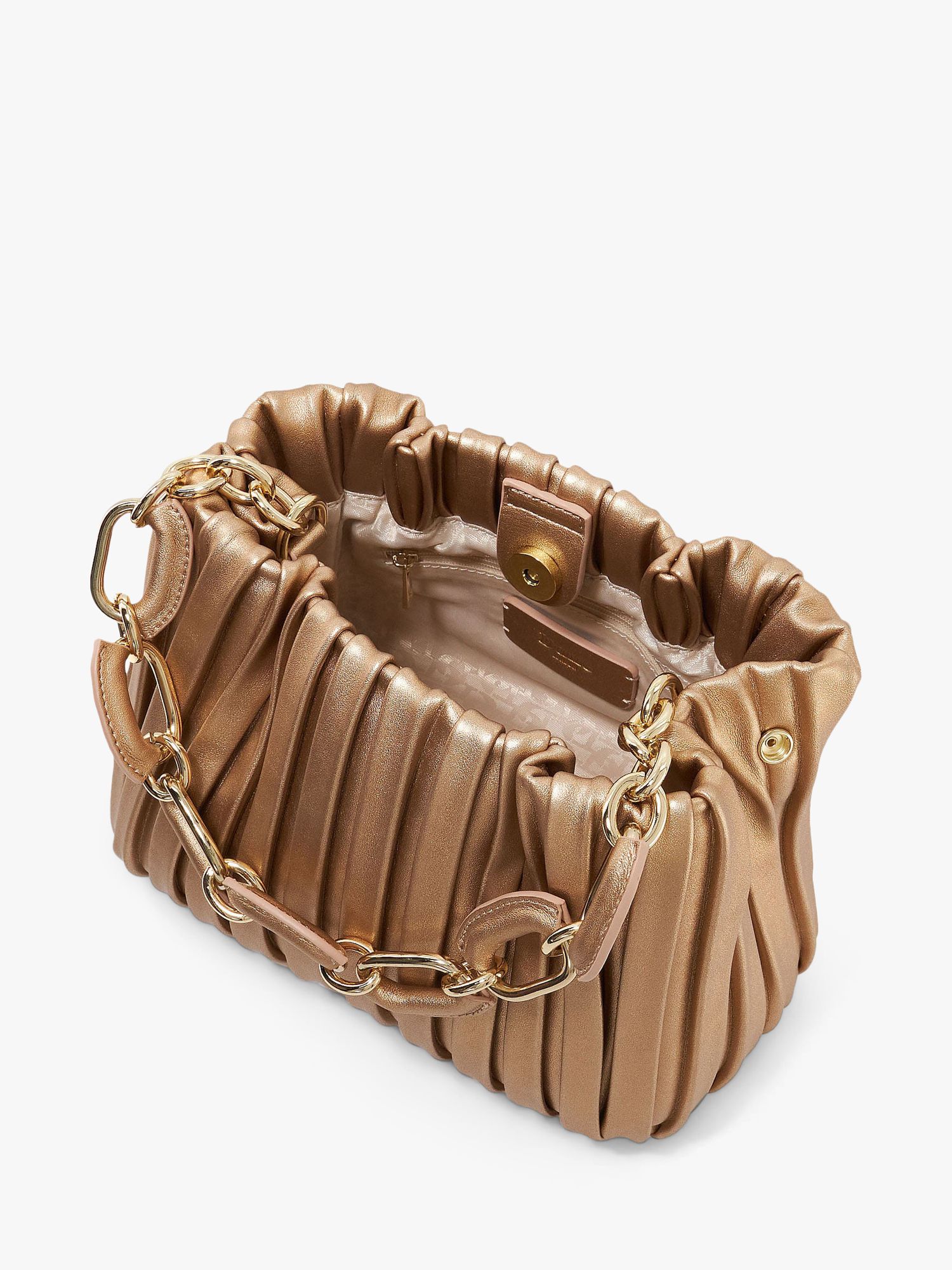 Dune Dinidominie Small Pleat Slouch Bag, Rose Gold