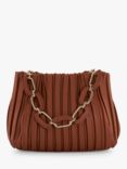 Dune Dominie Pleated Chain-Handle Slouch Bag, Tan