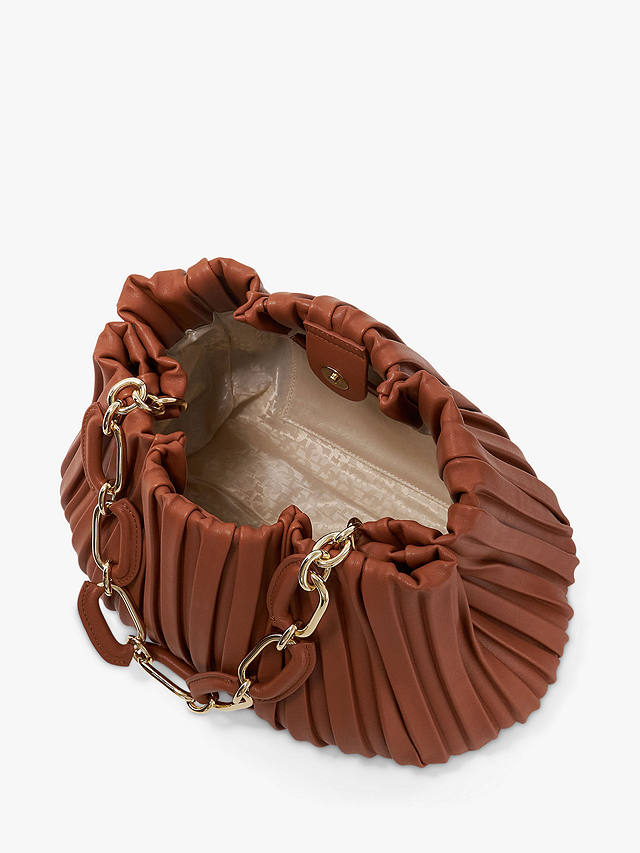 Dune Dominie Pleated Chain-Handle Slouch Bag, Tan