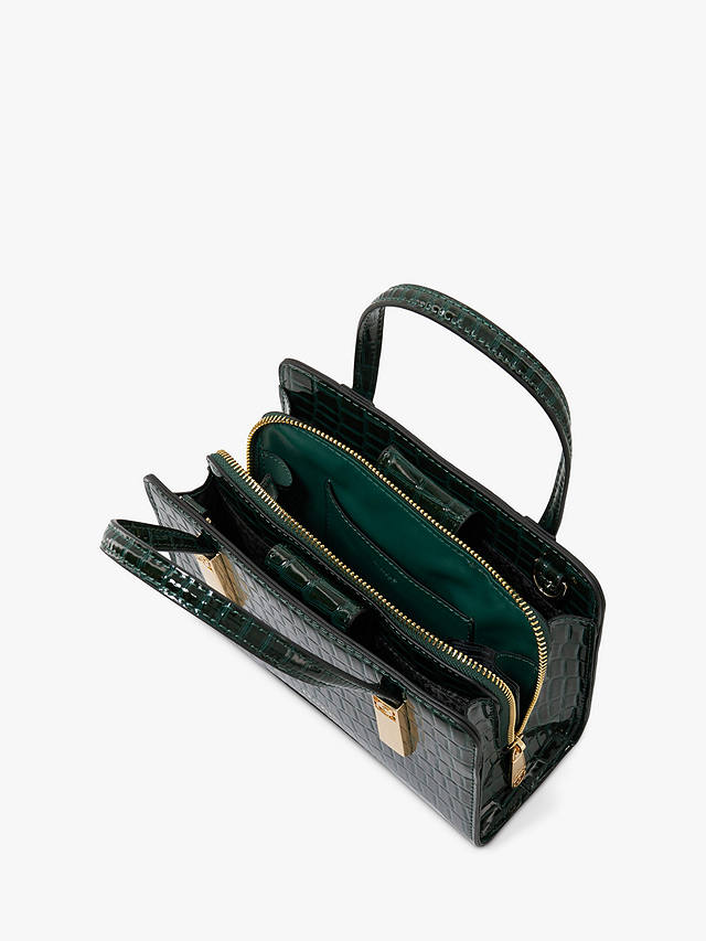 Dune Dinkydenbeigh Mini Branded Handle Bag, Dark Green Croc