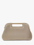 Dune Ebec Metal Handle Pleated Clutch Bag, Ecru