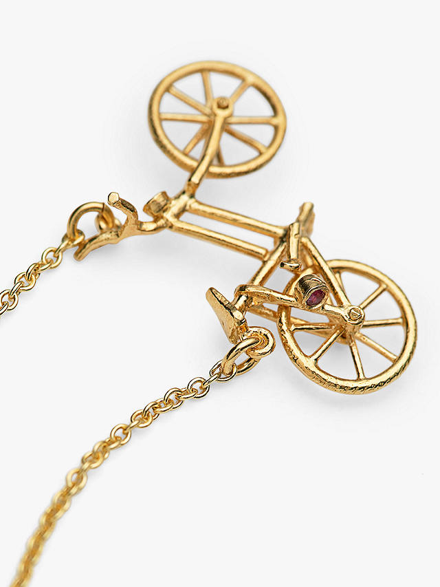 Alex Monroe Bicycle Diamond Ruby Pendant Necklace, Gold
