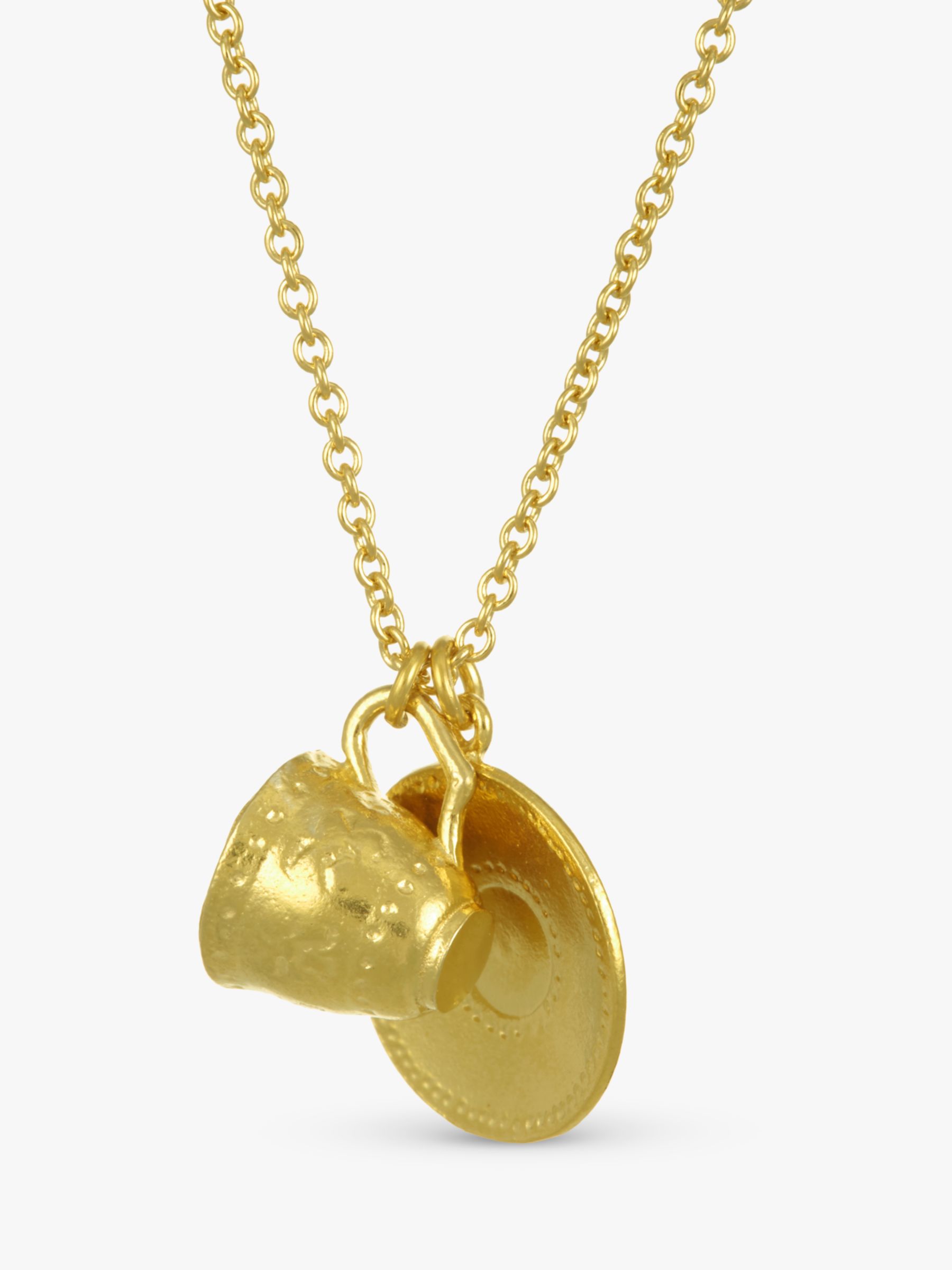Alex Monroe Teacup Pendant Necklace, Gold at John Lewis & Partners