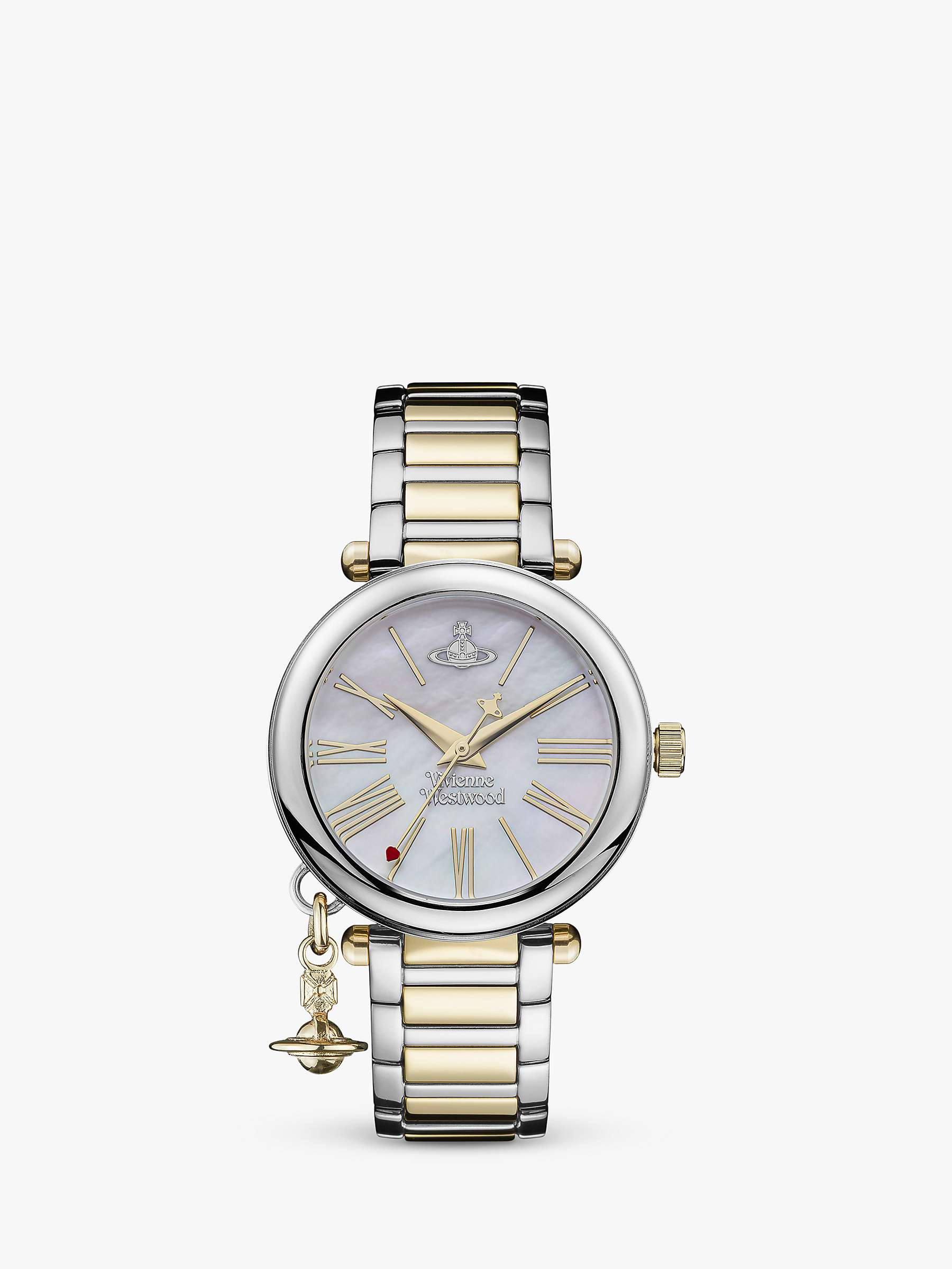 Buy Vivienne Westwood VV006MOPSG Women's Orb Mother of Pearl Dial Bracelet Strap Watch, Silver/Gold Online at johnlewis.com