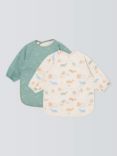 John Lewis Whale & Fish Print Coverall Weaning Baby Bib, Pack of 2, Multi