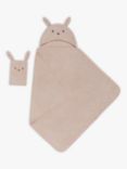 John Lewis Bunny Hooded Towel & Mitt Set, Oatmeal