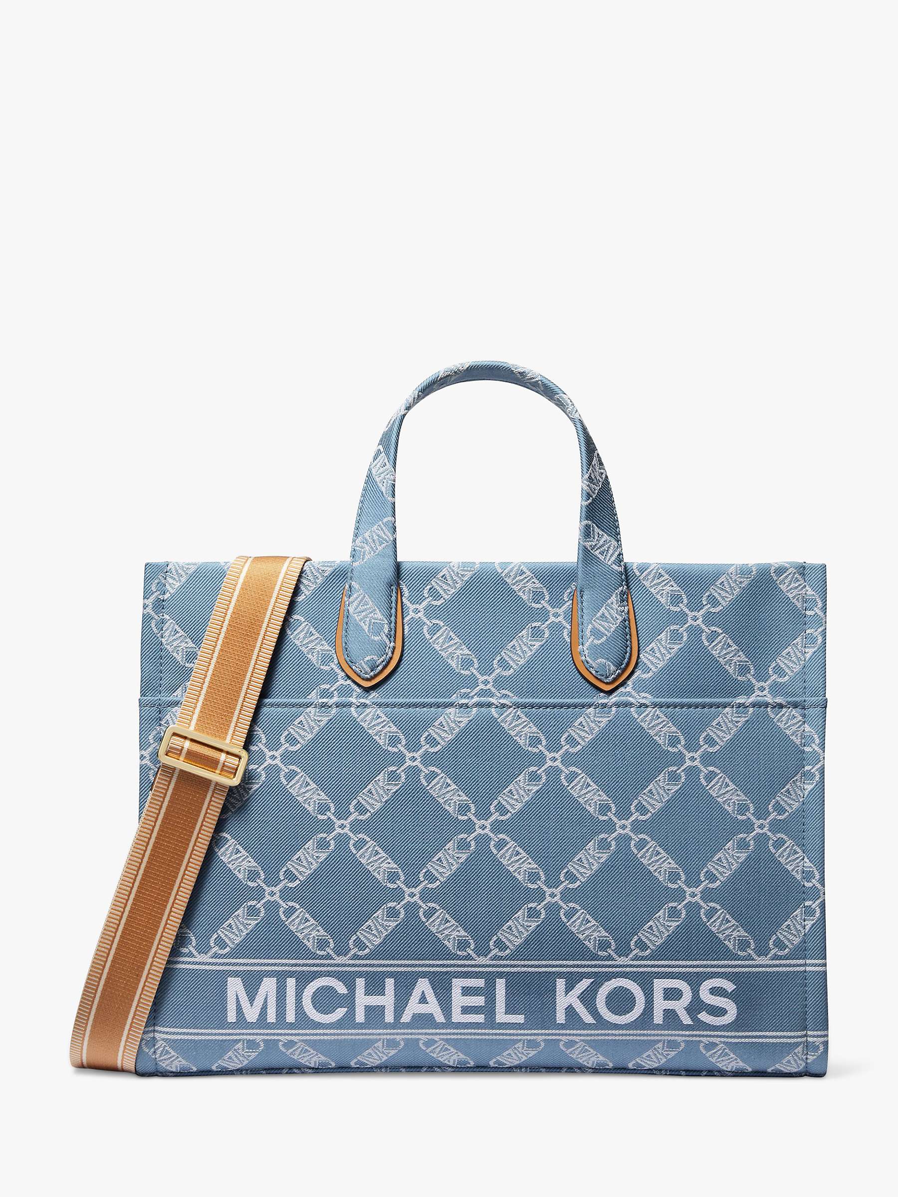Buy Michael Kors Gigi Large Empire Logo Jacquard Tote Bag, Denim/Multi Online at johnlewis.com