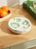 John Lewis Orangery Geranium Leaf Fine China Small Plate, 15cm, Green/White