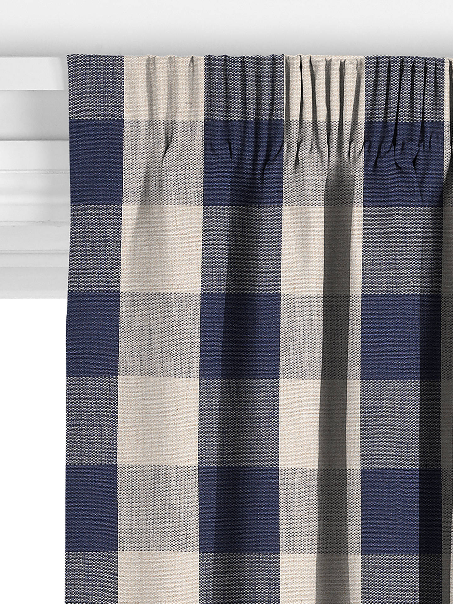John Lewis Gingham Check Made to Measure Curtains, Navy