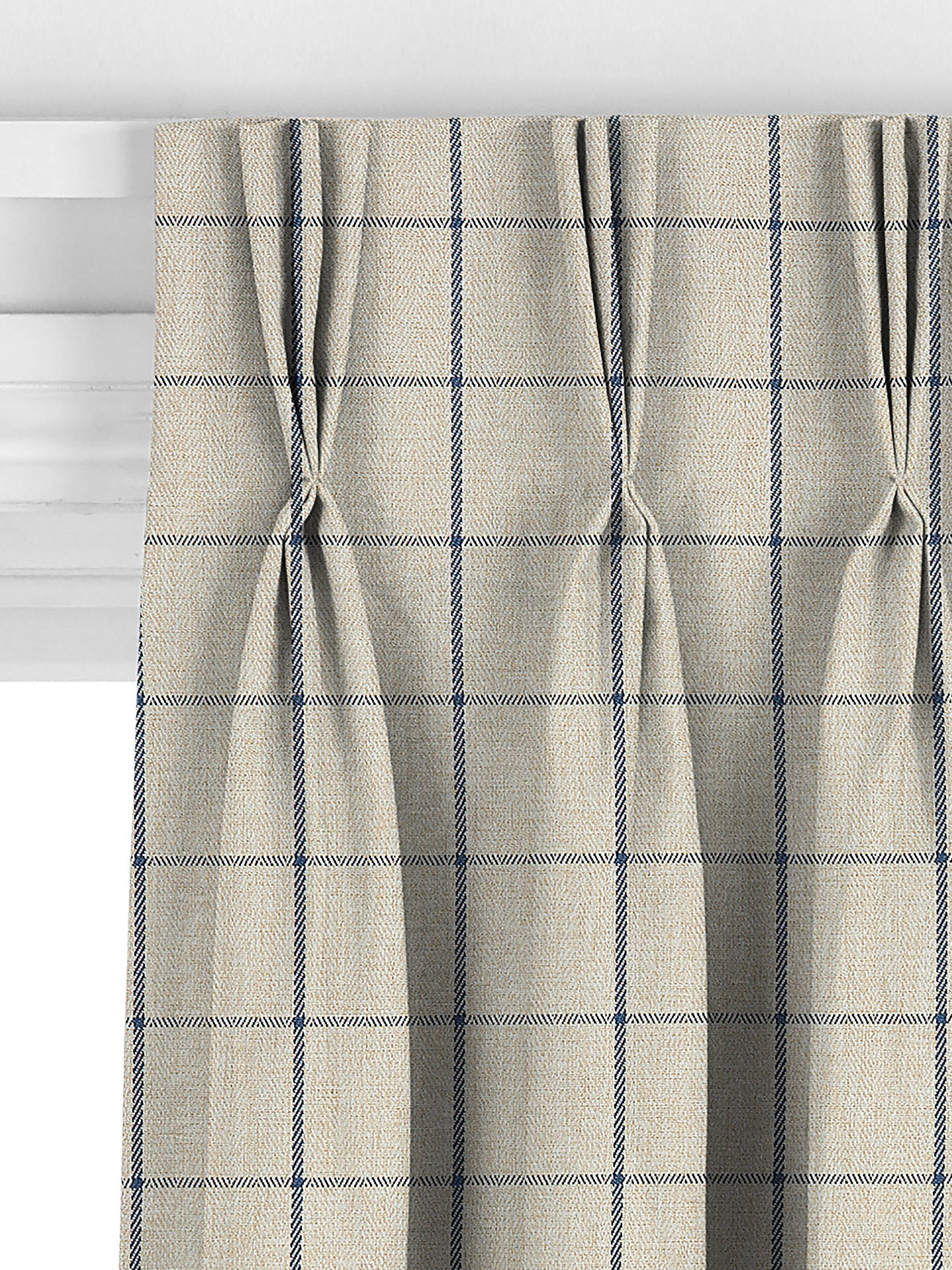 John Lewis Classic Check Made to Measure Curtains, Lake Blue