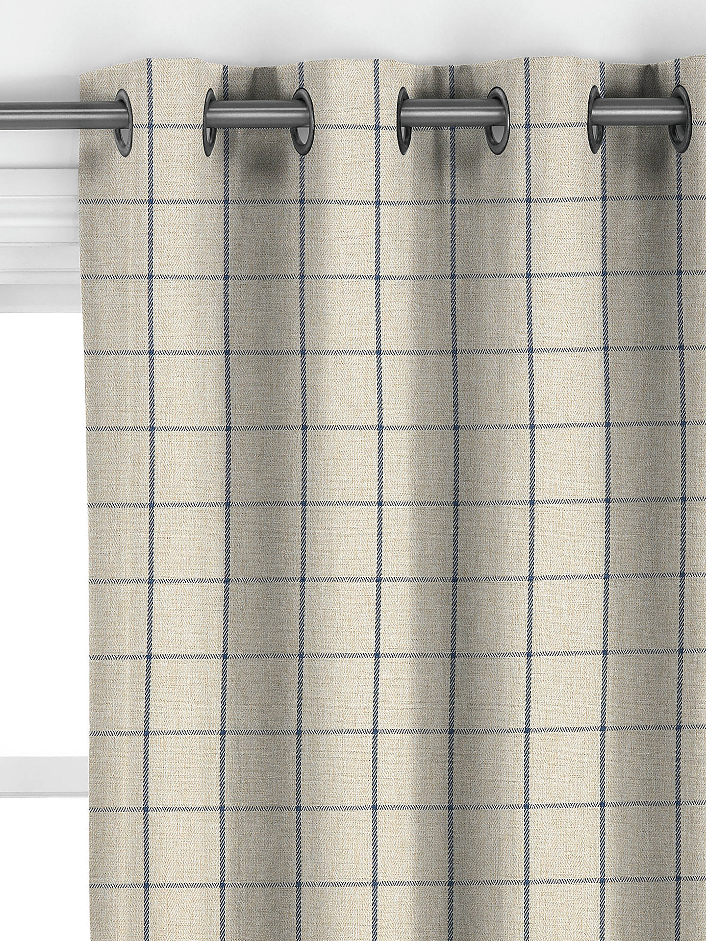 John Lewis Classic Check Made to Measure Curtains, Lake Blue