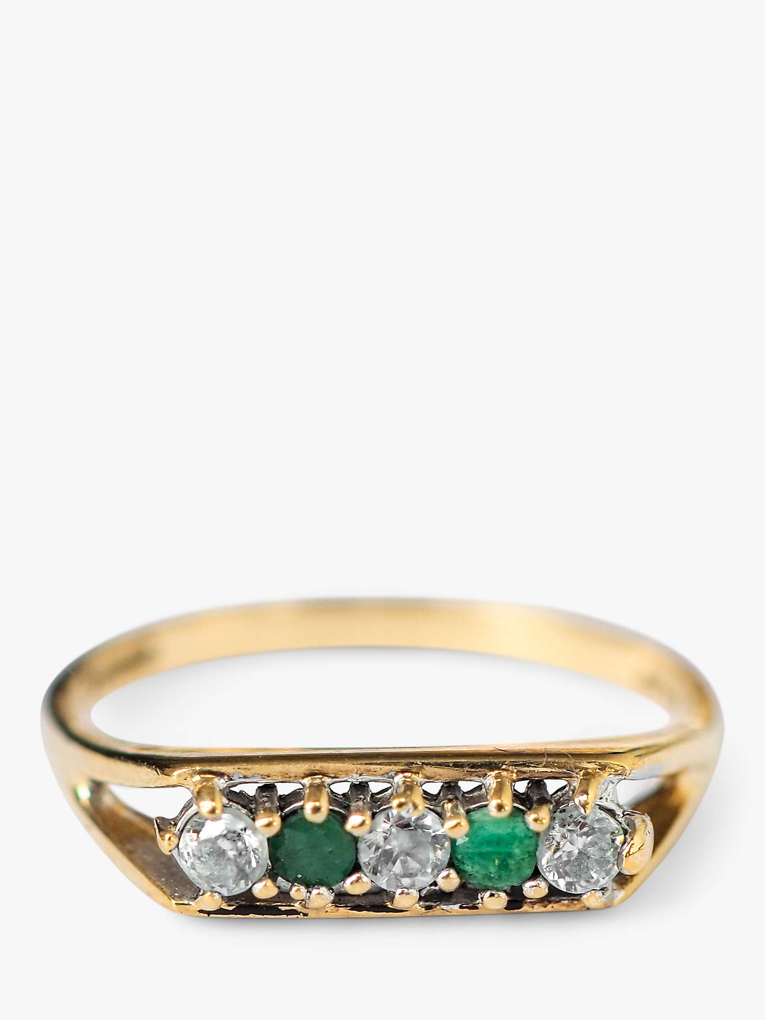 Buy L & T Heirlooms Second Hand 9ct Gold Diamond and Emerald Ring, Dated Circa 1990 Online at johnlewis.com