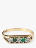 L & T Heirlooms Second Hand 9ct Gold Diamond and Emerald Ring, Dated Circa 1990