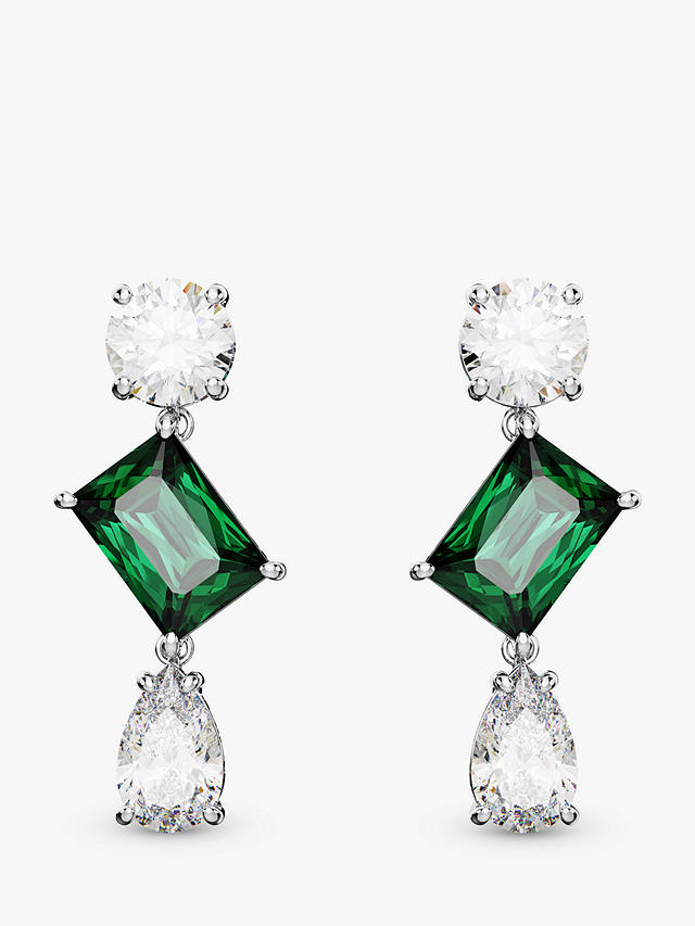 Swarovski Mesmera Crystal Drop Earrings, Silver/Green