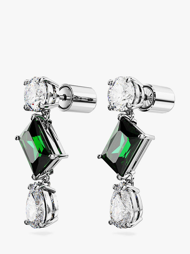 Swarovski Mesmera Crystal Drop Earrings, Silver/Green