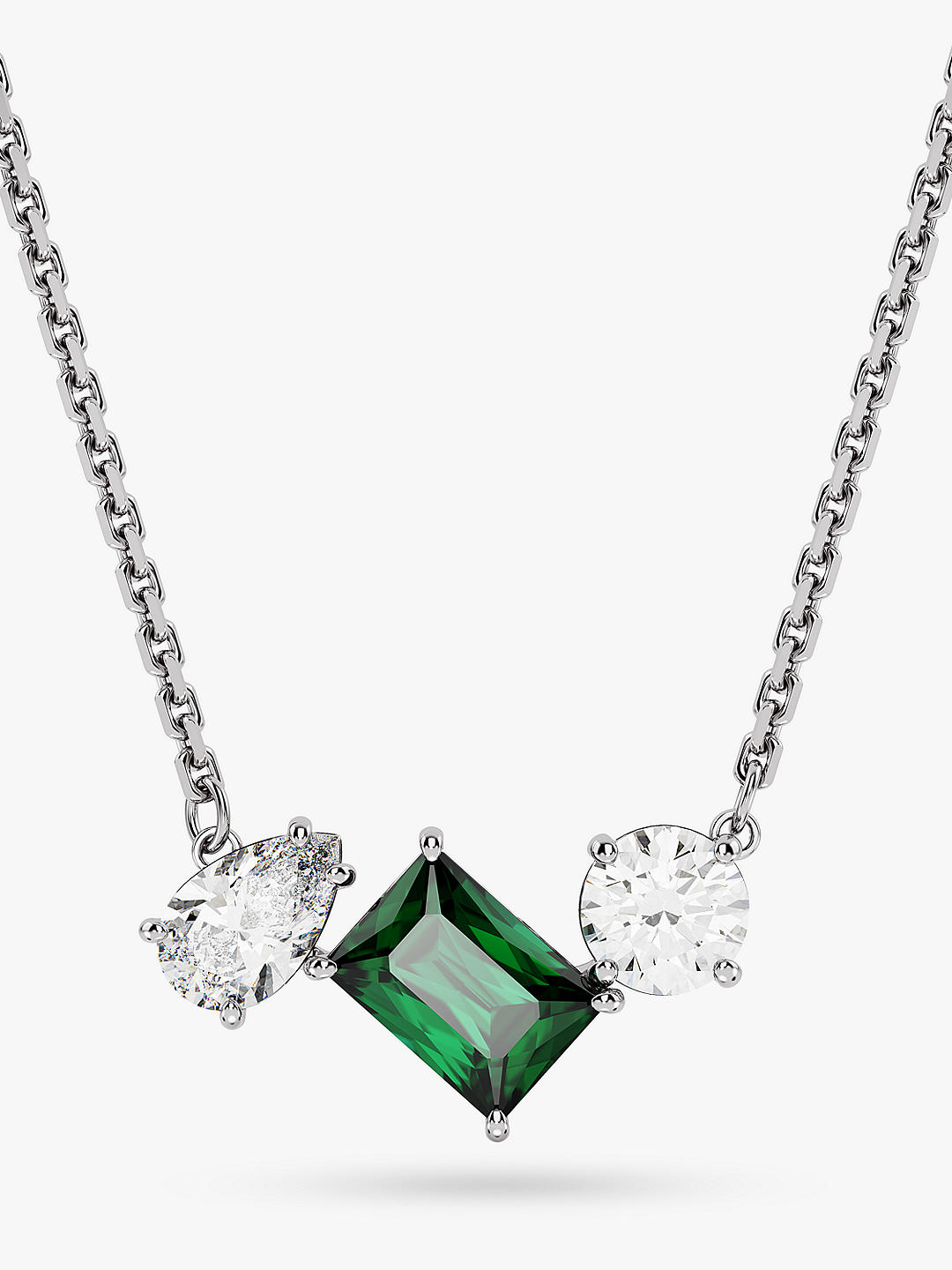 Swarovski Mesmera Mixed Cut Crystal Pendant Necklace, Silver/Green