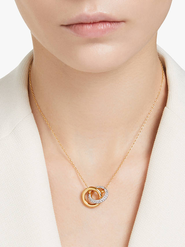 Swarovski Dextera Crystal Interlocking Circle Pendant Necklace, Gold
