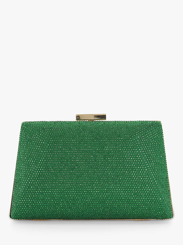 Dune Bellaire Diamante Hard Case Box Clutch Bag, Green