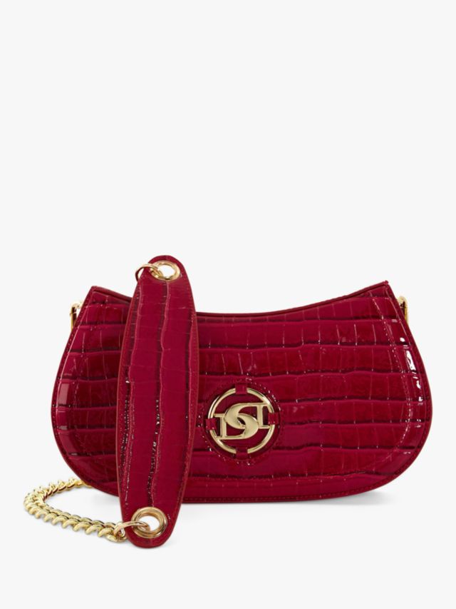 Dune Dacre Small Croc Effect Crossbody Bag Red