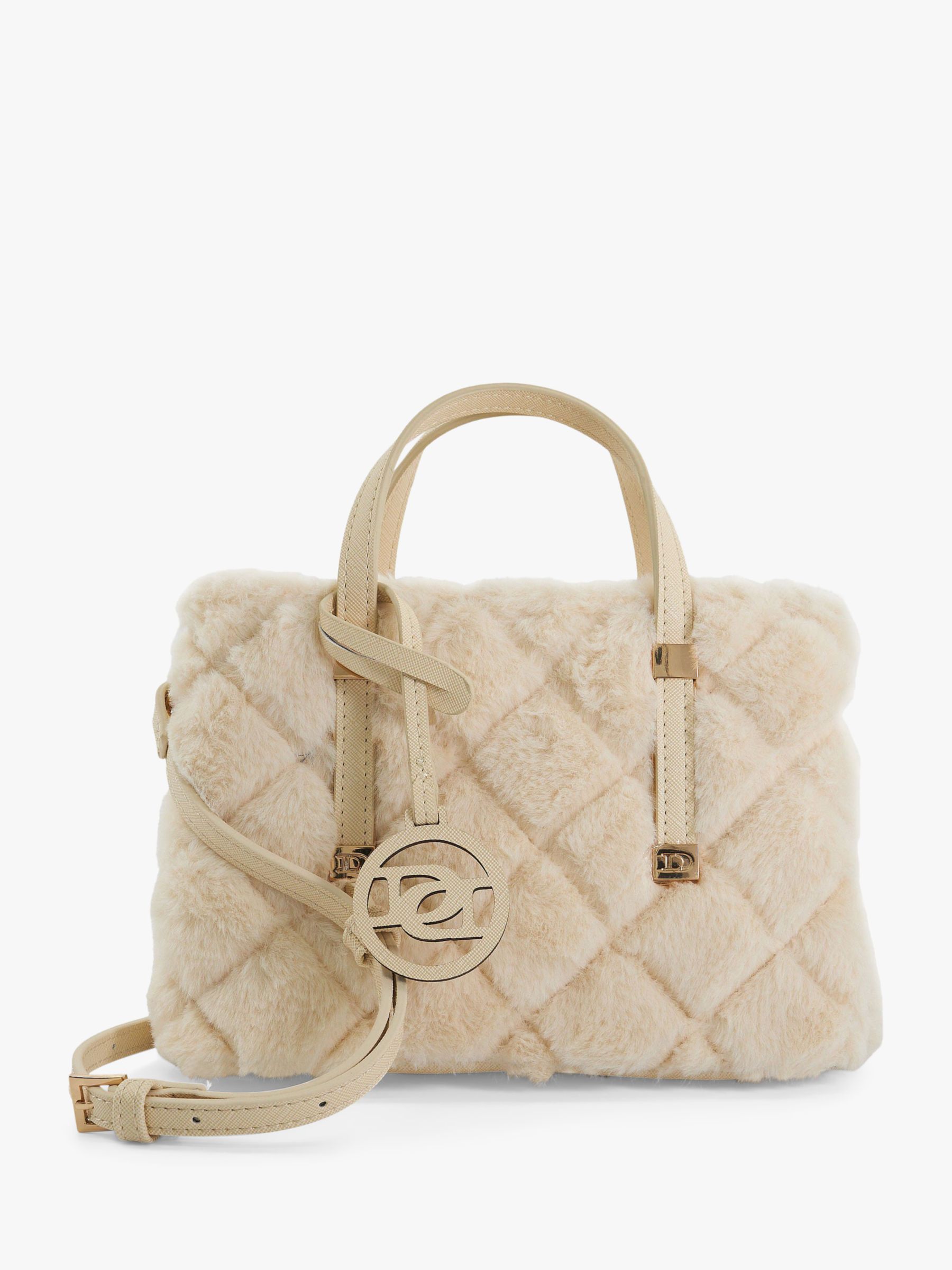 John Lewis ANYDAY Quilted Borg Tote Bag, Off White at John Lewis & Partners