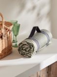 John Lewis Lisbon Woven Stripe Picnic Rug, Green/Cream