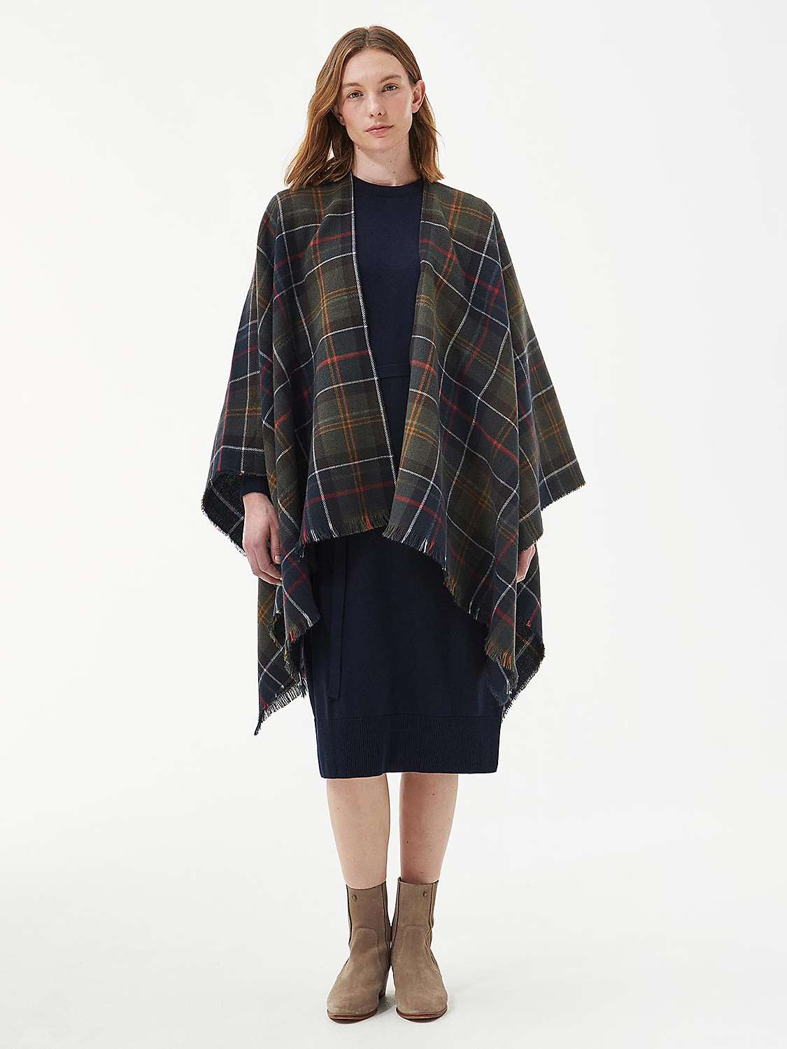Buy Barbour Montieth Check Cape Poncho, Green/Multi Online at johnlewis.com