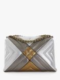 Dune Regent Leather Quilted Shoulder Bag, SIlver/Multi