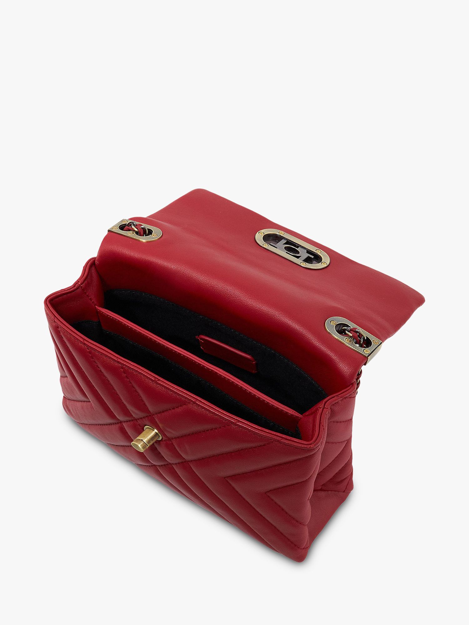 Dune Regent Leather Quilted Shoulder Bag, Red
