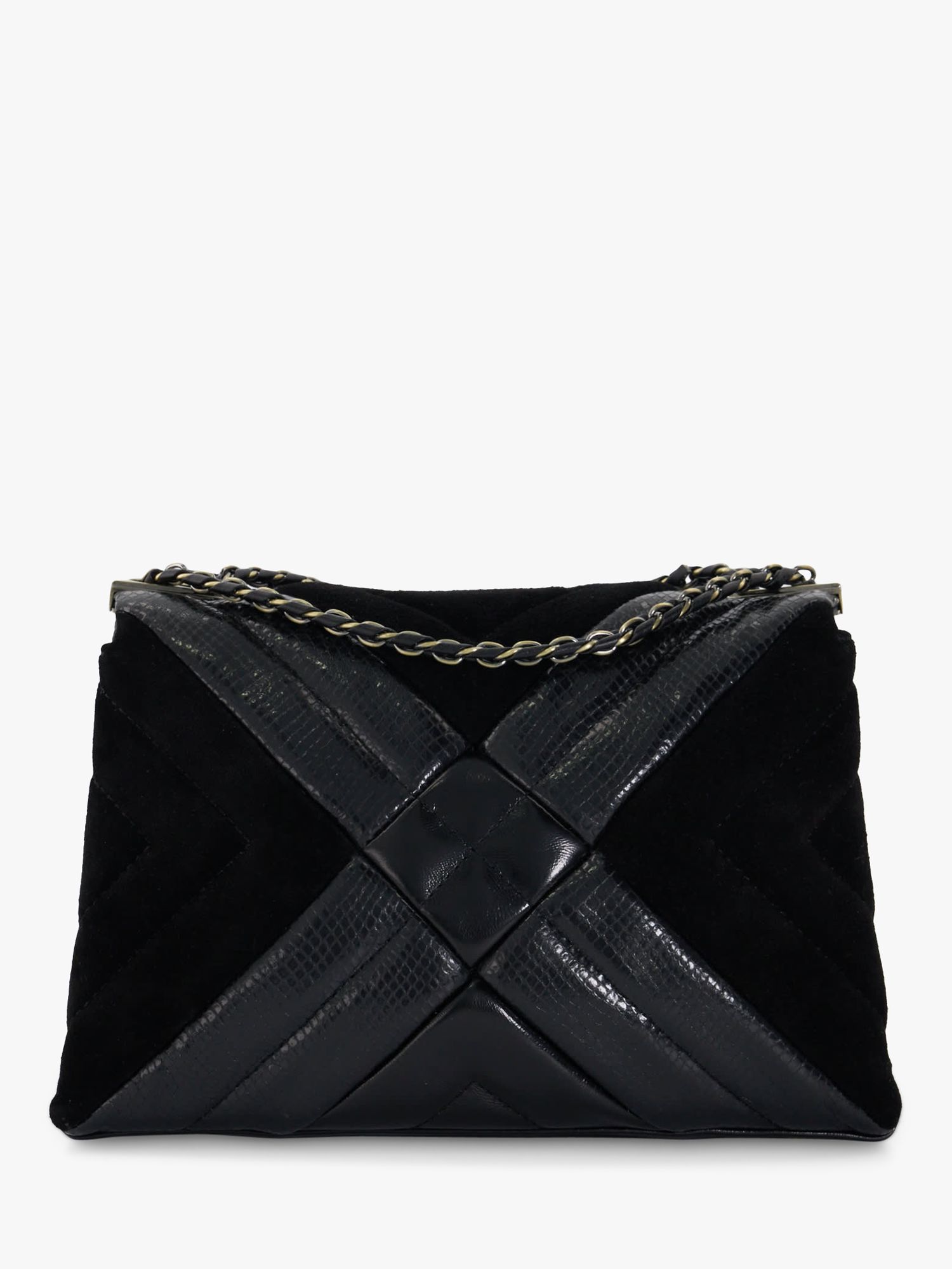 Buy Dune Regent Quilted Leather Mix Shoulder Bag, Black Online at johnlewis.com