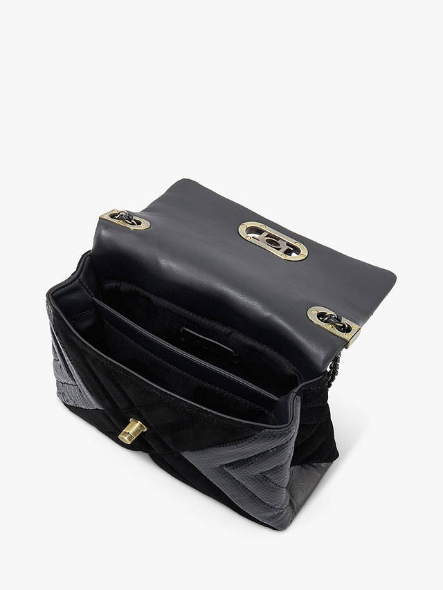 Dune Regent Quilted Leather Mix Shoulder Bag, Black