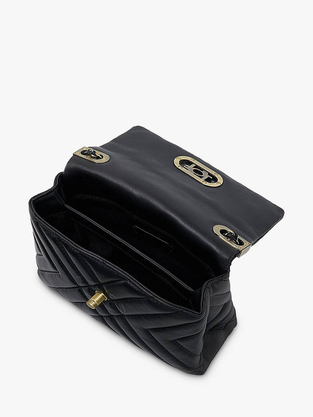Dune Regent Leather Quilted Shoulder Bag, Black