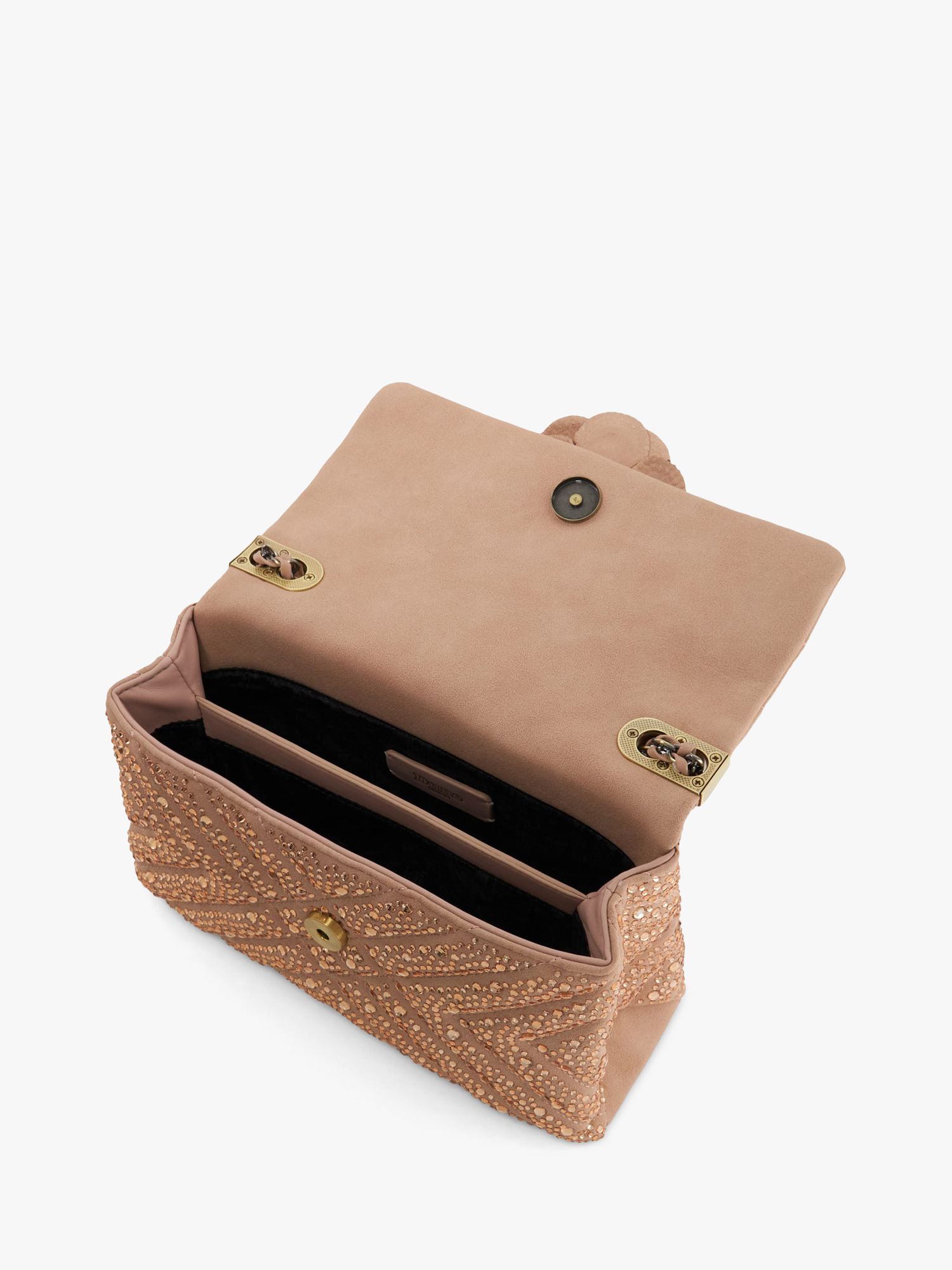 Dune Richmond Diamante Corsage Shoulder Bag, Rose Gold