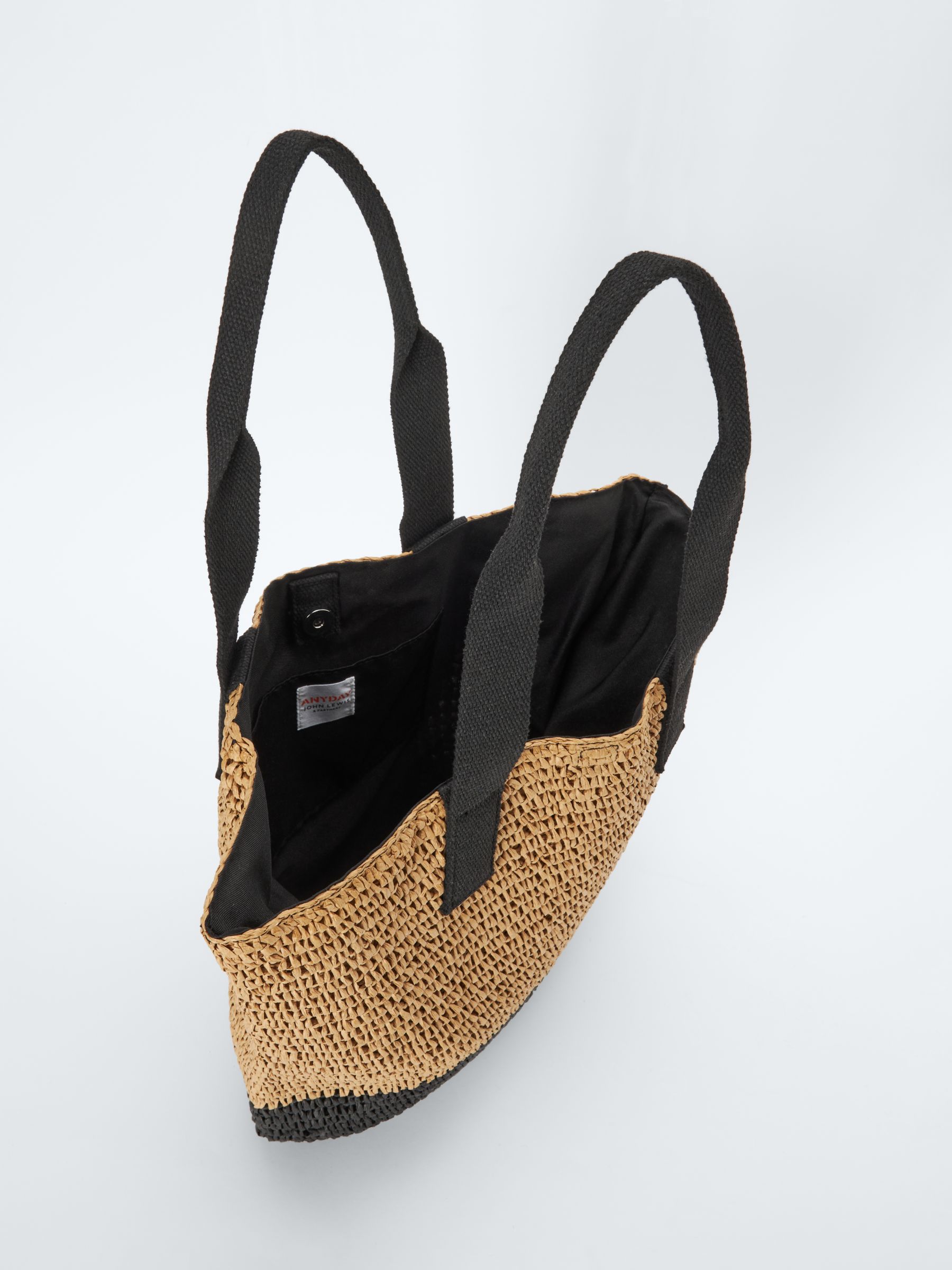 Buy John Lewis ANYDAY Raffia Tote Bag, Natural/Black Online at johnlewis.com