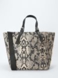 John Lewis ANYDAY Snake Print Quilted Puffy Handbag, Black/Multi