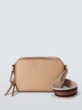 John Lewis Double Zip Cross Body Leather Camera Bag, Camel