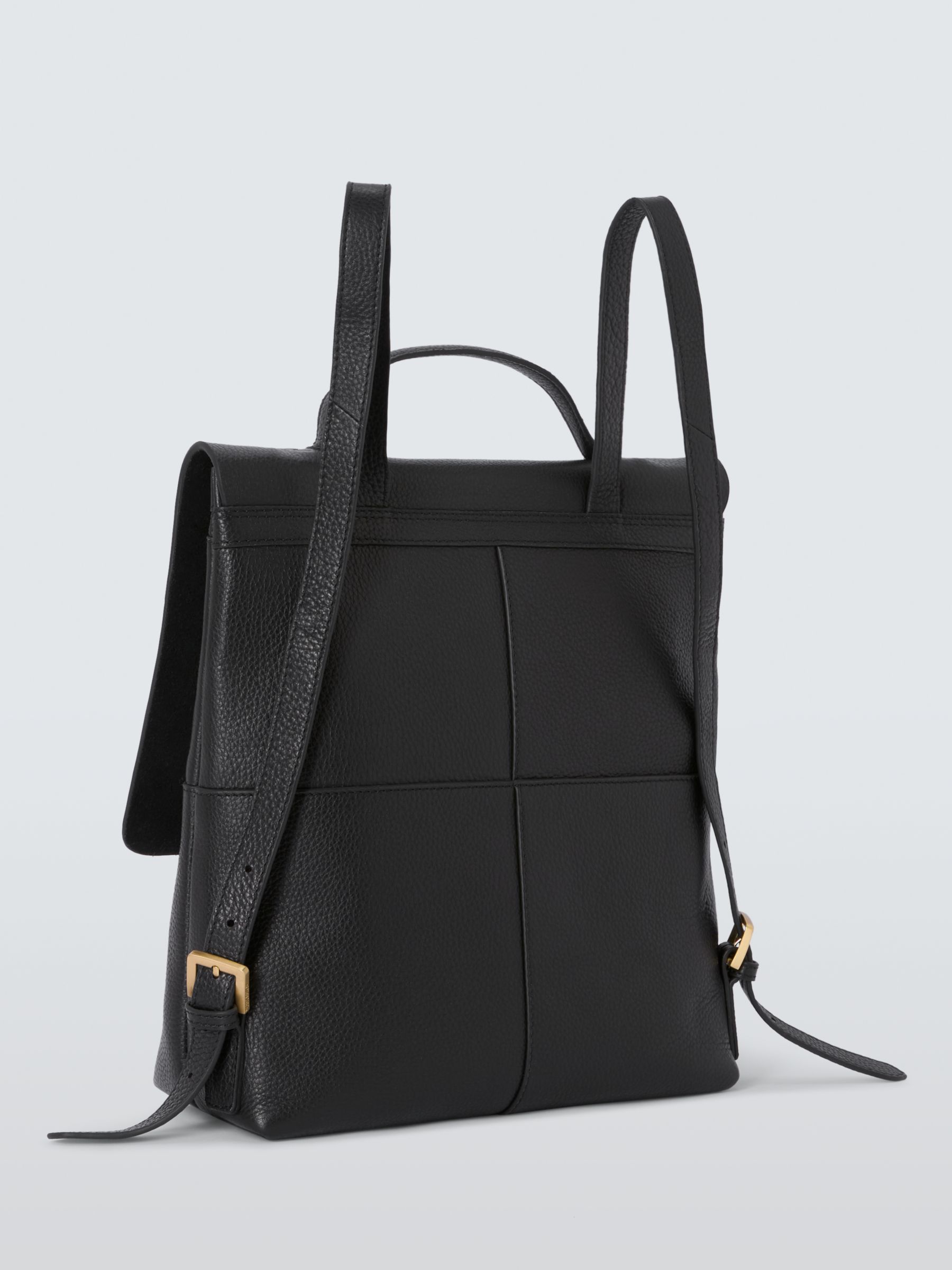 John Lewis Alina Leather Backpack, Black at John Lewis & Partners