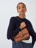 John Lewis Leather Crescent Saddle Bag, Tan