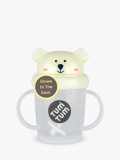 TUM TUM Tippy Up Polar Bear Glow In The Dark Baby Cup with Weighted Straw, 200ml, Yellow