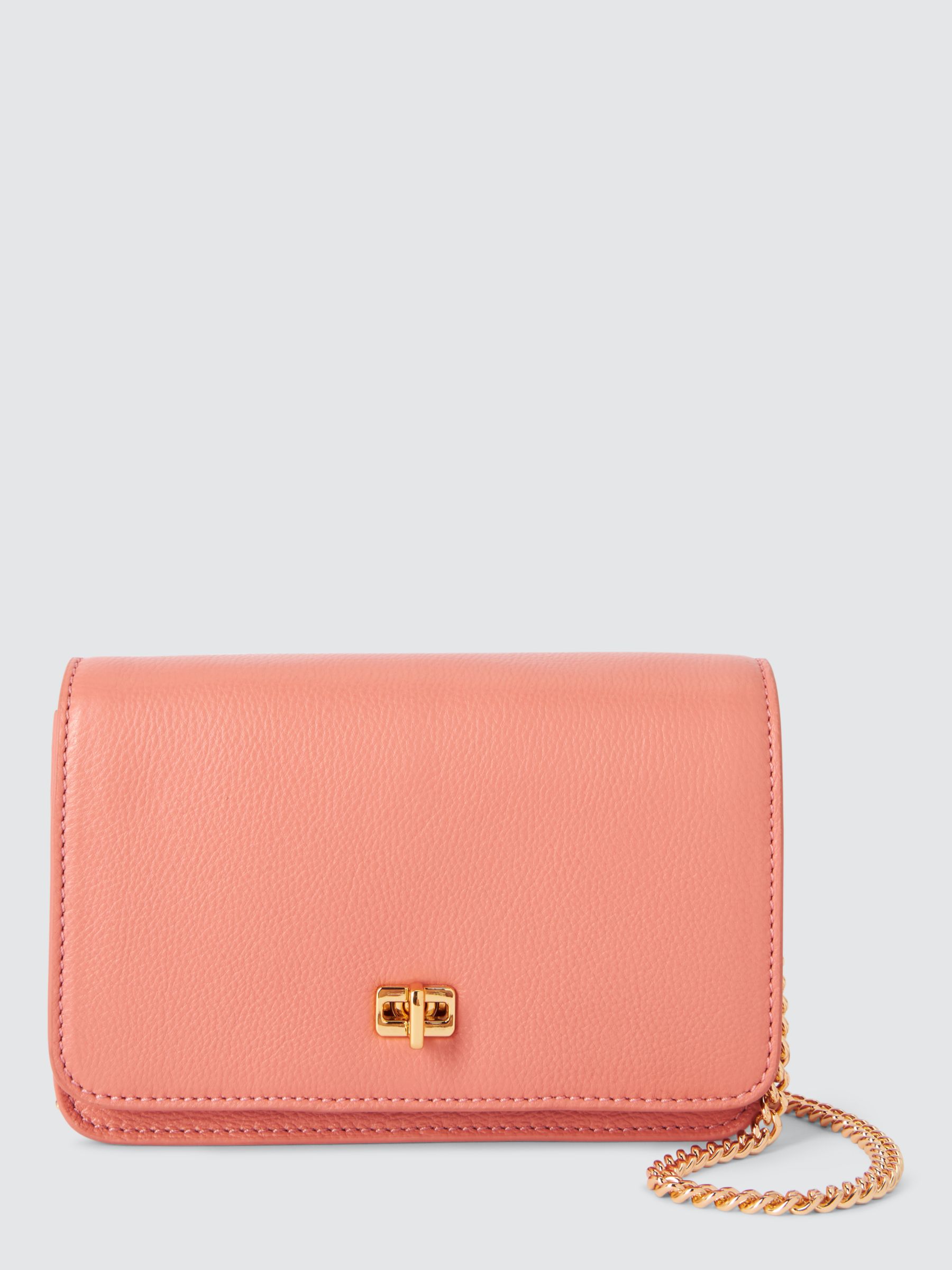 John Lewis Mini Chain Flapover Handbag, Pink at John Lewis & Partners