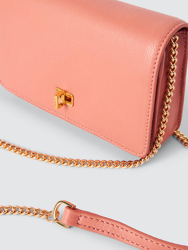 John Lewis Mini Chain Flapover Handbag, Pink