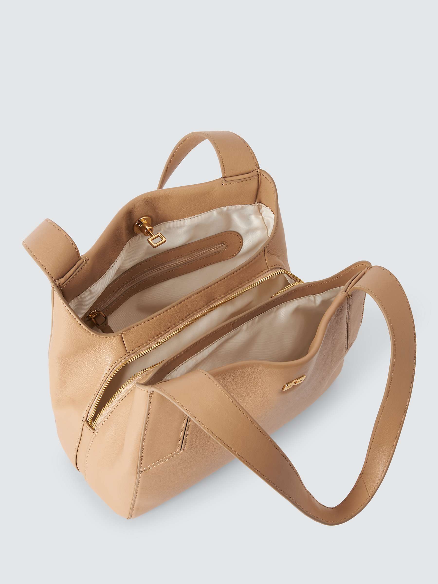 Buy John Lewis Leather Triple Compartment Shoulder Bag, Camel Online at johnlewis.com