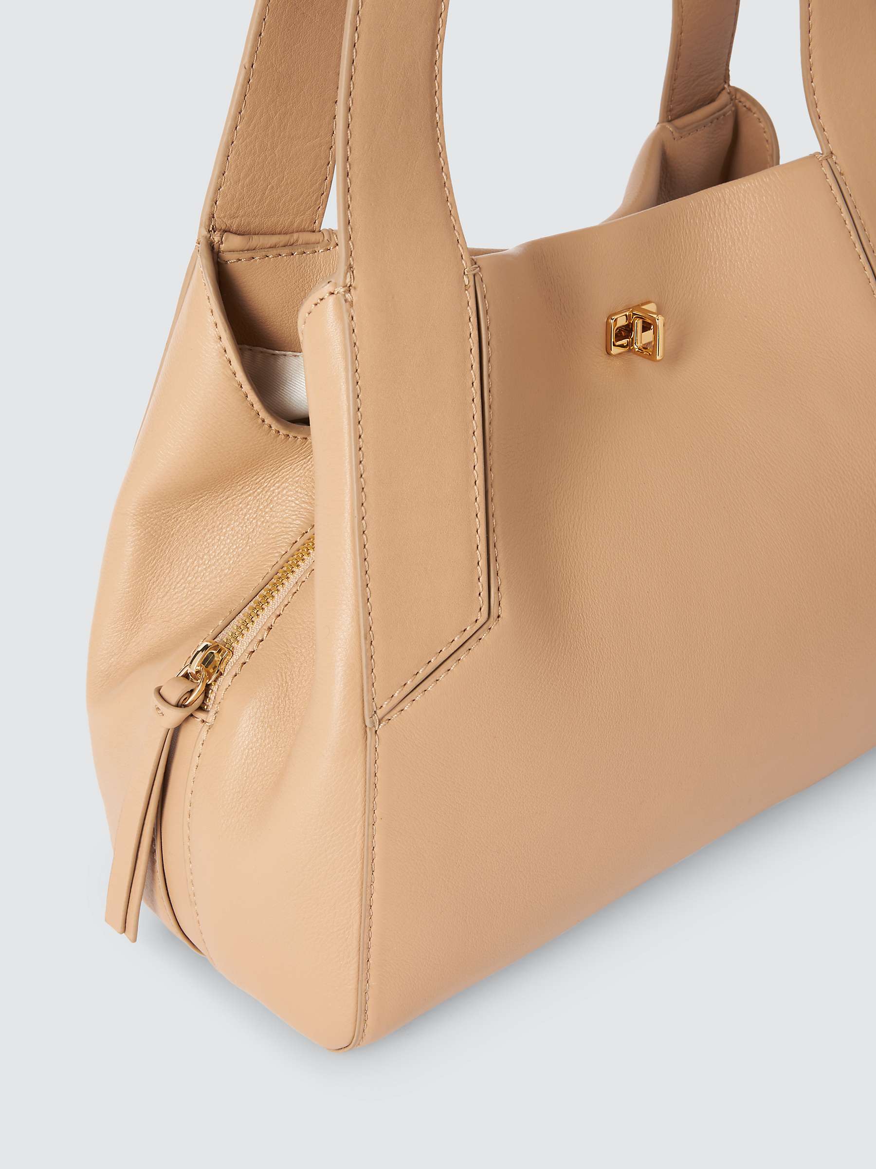 Buy John Lewis Leather Triple Compartment Shoulder Bag, Camel Online at johnlewis.com