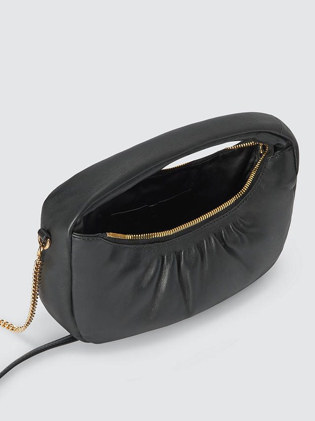 John Lewis Soft Leather Scoop Bag, Black