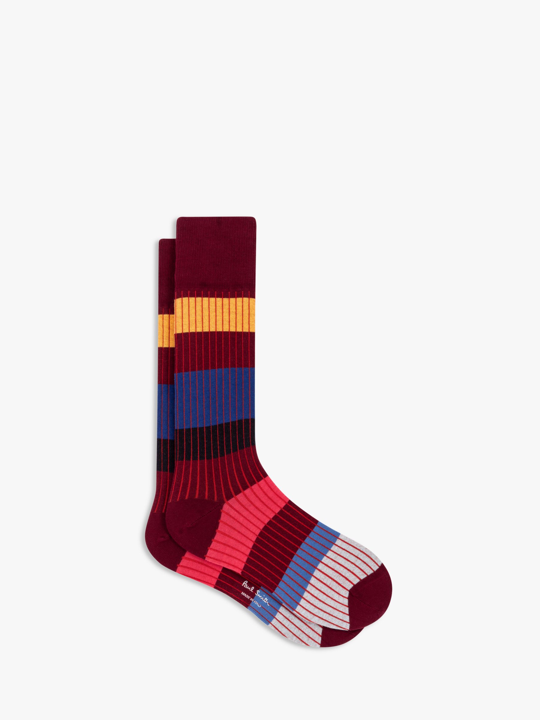 Paul Smith Errol Stripe Socks, Burgundy/Multi