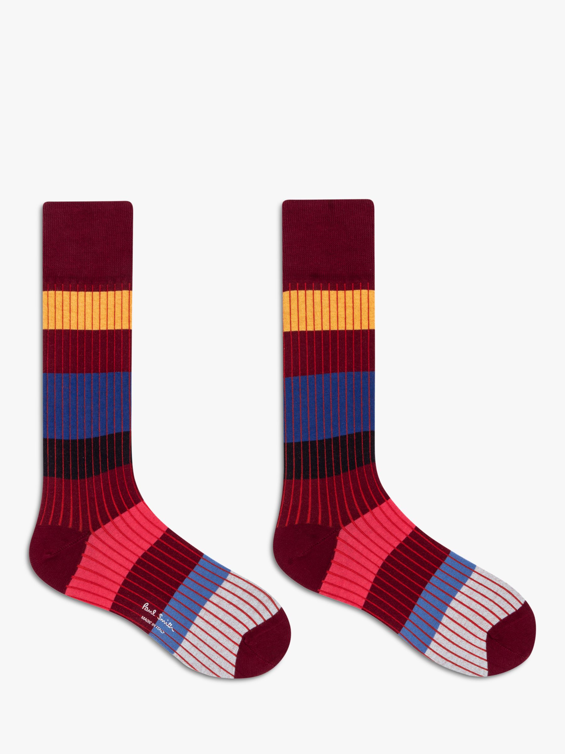 Paul Smith Errol Stripe Socks, Burgundy/Multi