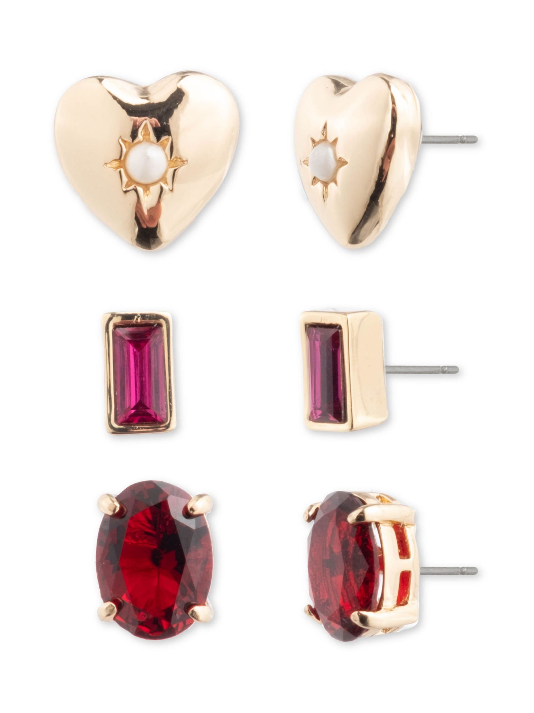 Buy Lauren Ralph Lauren Heart Resin Stone Stud Earrings, Pack  of 3, Gold/Multi Online at johnlewis.com