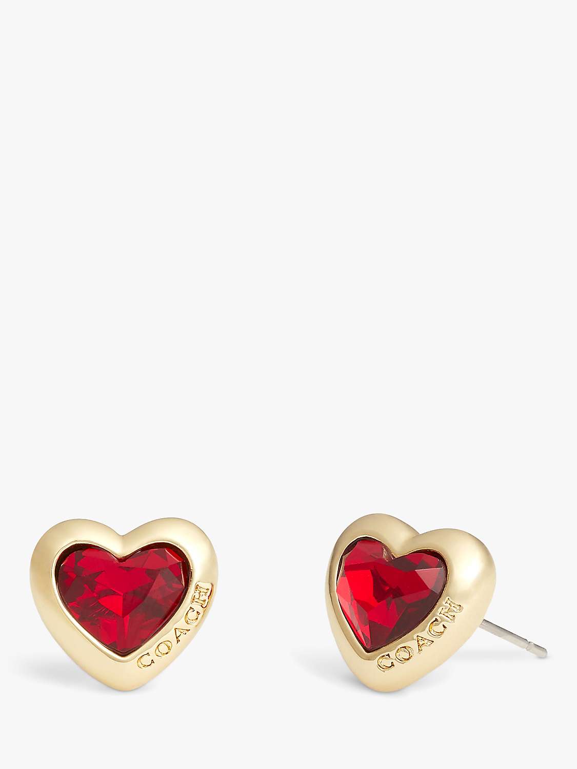 Buy Coach Crystal Heart Stud Earrings, Gold/Red Online at johnlewis.com